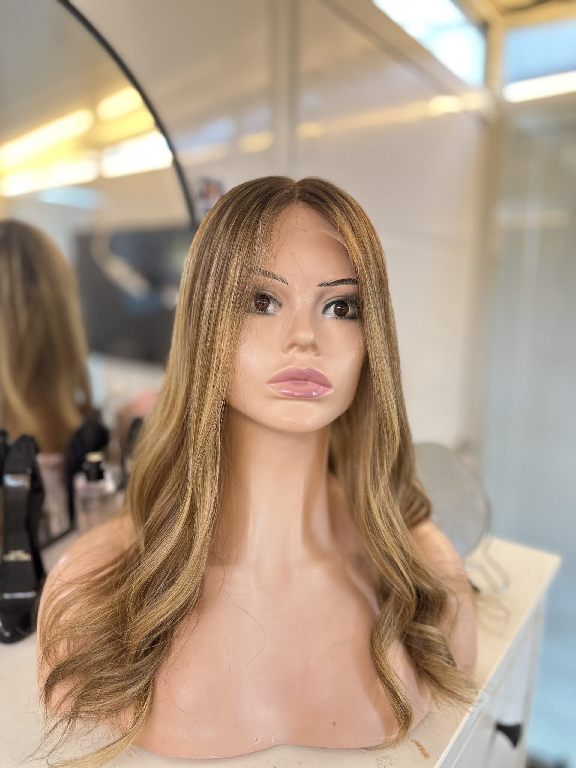 Full Hand Tied Lace Top wig Slavic hair blonde highlights